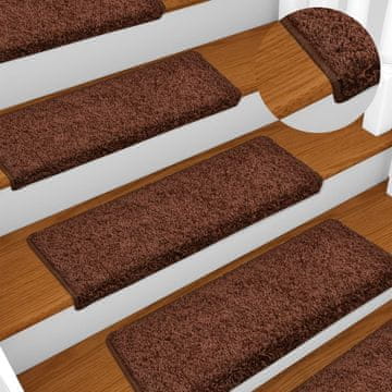 Vidaxl Prostirke za stepenice 15 kom 65x21x4 cm smeđe pravokutne rubove