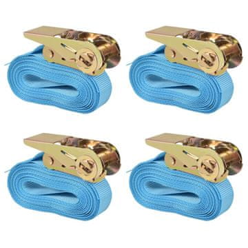 Vidaxl Trake za pričvršćivanje s čegrtaljkom, 4 kom, 0,8 T, 6 m x 25 mm, plave
