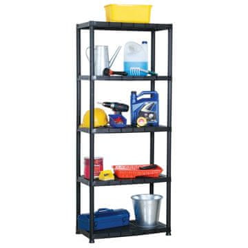 Vidaxl Polica s 5 razina Crna 71 x 38 x 170 cm Plastika