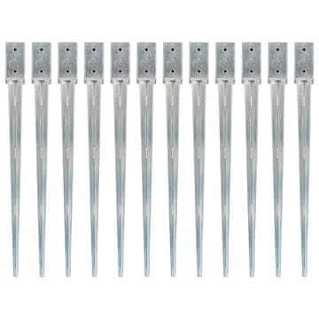 Vidaxl Šiljci za tlo 12 kom srebrni 7 x 7 x 90 cm od pocinčanog čelika