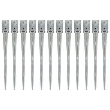 Vidaxl Šiljci za tlo 12 kom srebrni 9 x 9 x 90 cm od pocinčanog čelika