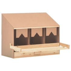 Vidaxl Gnijezdo za kokoši, 3 odjeljka, 72x33x54 cm, masivno borovo drvo