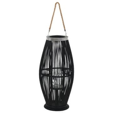 Vidaxl Viseća lampa za svijeće bambus crna 60 cm