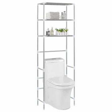 Vidaxl Kupaonski ormarić s 3 etaže iznad WC školjke, srebrni, 53x28x169 cm