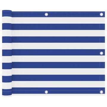 Vidaxl Balkonska pregrada bijela i plava 75x500 cm Oxford tkanina