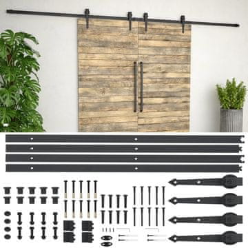 Vidaxl Sustav za pričvršćivanje kliznih vrata 2 x 183 cm Čelik Crni