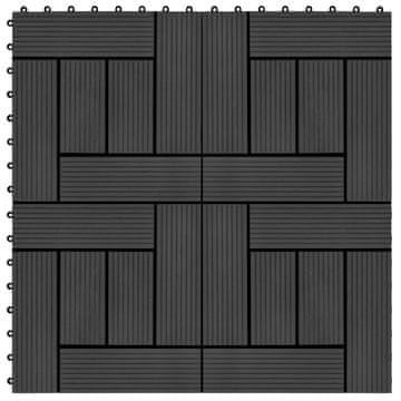 Vidaxl Pločice za trijem 11 kom WPC 30 x 30 cm 1 m² crne