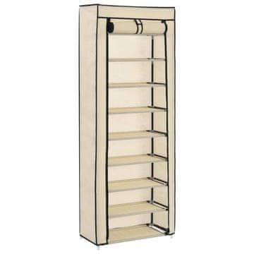 Vidaxl Ormarić za cipele s navlakom krem boje 57x29x162 cm tkanina