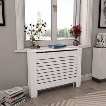 Vidaxl Poklopac za radijator bijeli 112x19x81,5 cm MDF