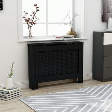 Vidaxl Poklopac za radijator, crni, 112x19x81 cm, MDF