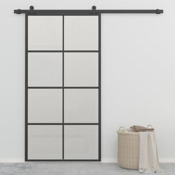 Vidaxl Klizna vrata, aluminij i ESG staklo, 102,5 x 205 cm, crna