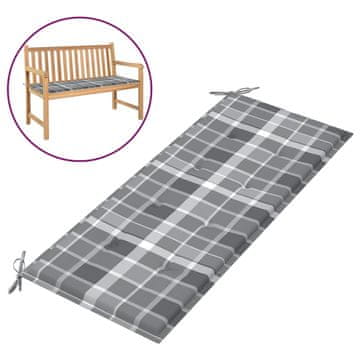 Vidaxl Jastuk za vrtnu klupu sivi karirani 120x50x4 cm tkanina Oxford