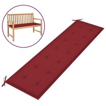Vidaxl Jastuk za vrtnu klupu, vinsko crvena, 180x50x3 cm