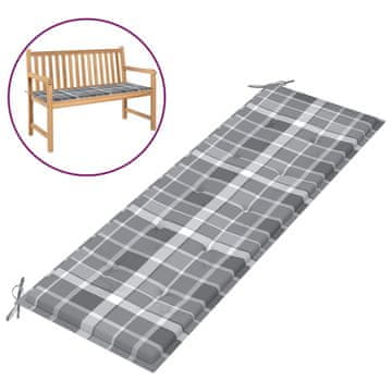 Vidaxl Jastuk za vrtnu klupu sivi karirani 150x50x4 cm tkanina Oxford