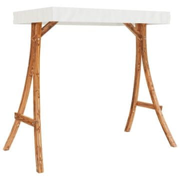 Vidaxl Okvir za ljuljačku s krem krovom od savijenog drva i tikovine