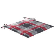 Vidaxl Vrtne stolice s crvenim kariranim jastucima 6 kom od tikovine