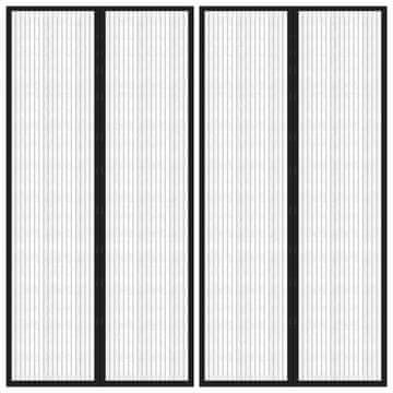 Vidaxl Mreža protiv komaraca za vrata s magnetima, 2 kom, crna, 220 x 100 cm