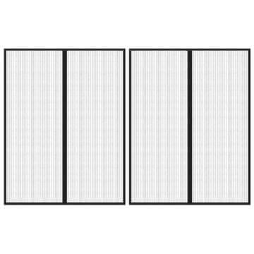 Vidaxl Mreža protiv komaraca za vrata s magnetima, 2 kom, crna, 230 x 160 cm
