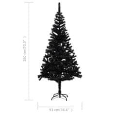 Vidaxl Umjetno božićno drvce s postoljem, crno, 180 cm, PVC
