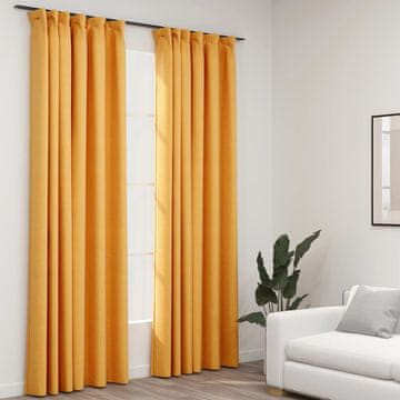 Vidaxl Zavjese s izgledom lana, 2 kom, žute, 140x245 cm