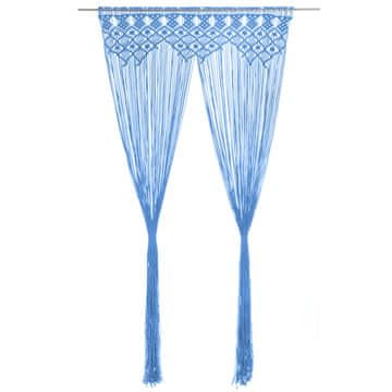 Vidaxl Zavjesa s makrameom plava 140 x 240 cm pamučna