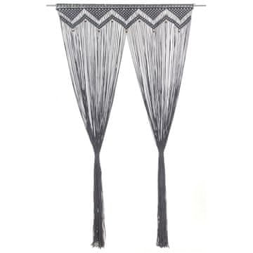 Vidaxl Zavjesa s makrameom antracit 140 x 240 cm pamučna
