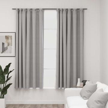 Vidaxl Zavjese s izgledom lana, 2 kom, sive, 140x175 cm