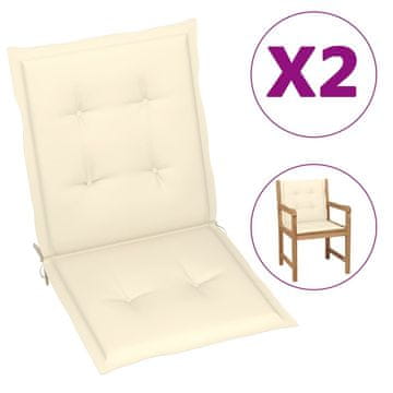 Vidaxl Jastuci za vrtne stolice, 2 kom, krem, 100x50x3 cm