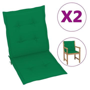 Vidaxl Jastuci za vrtne stolice, set od 2, zeleni, 100x50x3 cm