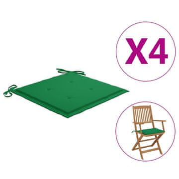 Vidaxl Jastuci za vrtne stolice, set od 4, zeleni, 40 x 40 x 3 cm