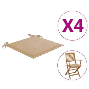 Vidaxl Jastuci za vrtne stolice 4 kom bež 40x40x4 cm od tkanine