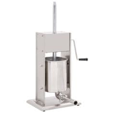 Vidaxl Ručna punilica za kobasice srebrna 10 L od nehrđajućeg čelika