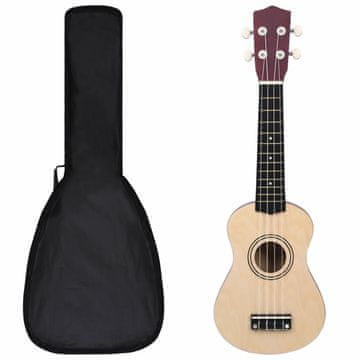 Vidaxl Sopranski ukulele s kutijom za djecu, svijetlo drvo, 21"