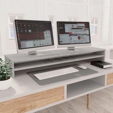 Vidaxl Stalak za monitor, betonsko-sivi, 100 x 24 x 13 cm