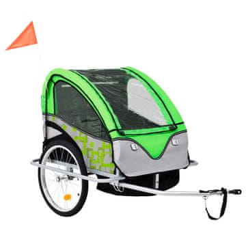 Vidaxl 2-u-1 prikolica za bicikl i kolica zeleno-siva