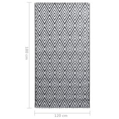 Vidaxl Vanjski tepih, bijela i crna, 120x180 cm, PP