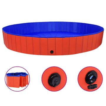 Vidaxl Sklopivi bazen za pse crveni 300 x 40 cm PVC