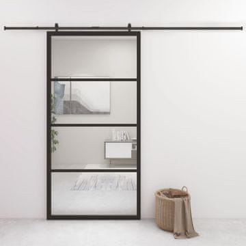 Vidaxl Klizna vrata, aluminij i ESG staklo, 102,5 x 205 cm, crna