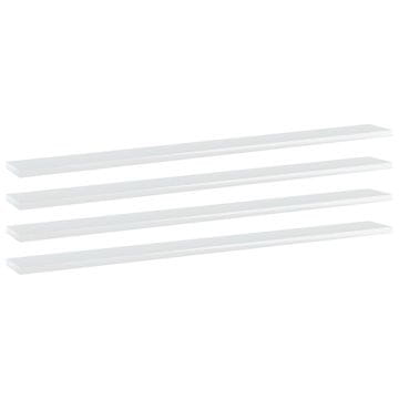 Vidaxl Police za knjige 4 kom visoki sjaj bijele 100x10x1,5 cm drvene