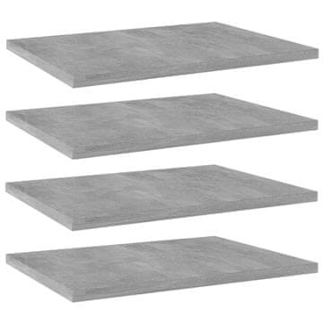 Vidaxl Police za knjige, 4 kom, betonsko sive, 40x30x1,5 cm, ploča