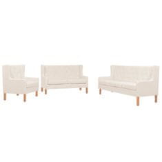 Vidaxl 3-dijelni set sofa od tkanine krem bijeli