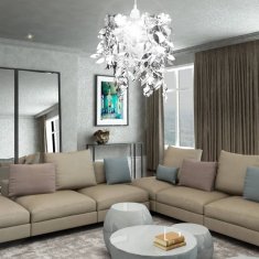 Vidaxl Viseći Blještavi Luster s Dizajnom Listića 21,5 x 30 cm Boja Srebra