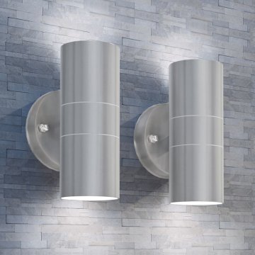 Vidaxl Vanjske zidne lampe, 2 kom., nehrđajući čelik, gore/dolje