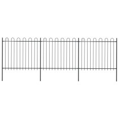 Vidaxl Vrtna ograda s obručem na vrhu Čelik 537x150 cm Crna