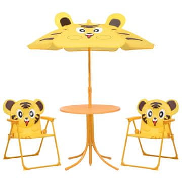 Vidaxl 3-dijelni dječji vrtni bistro set sa suncobranom žuti