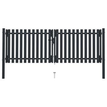 Vidaxl Dvokrilna Ograda Čelična Vrata 300x75 cm Antracit