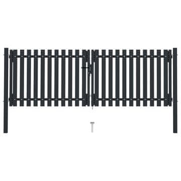 Vidaxl Dvokrilna Ograda Čelična Vrata 300x125 cm Antracit