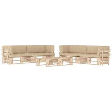 Vidaxl 6-dijelna garnitura od paleta s jastucima impregnirana borovina