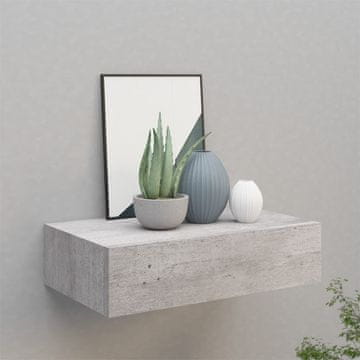 Vidaxl Zidna polica s ladicom, betonsko siva, 40x23,5x10 cm MDF
