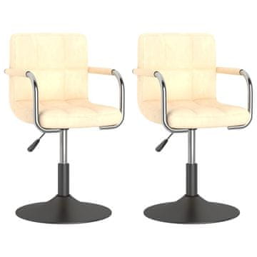 Vidaxl Okretne blagovaonske stolice 2 kom krem baršunaste